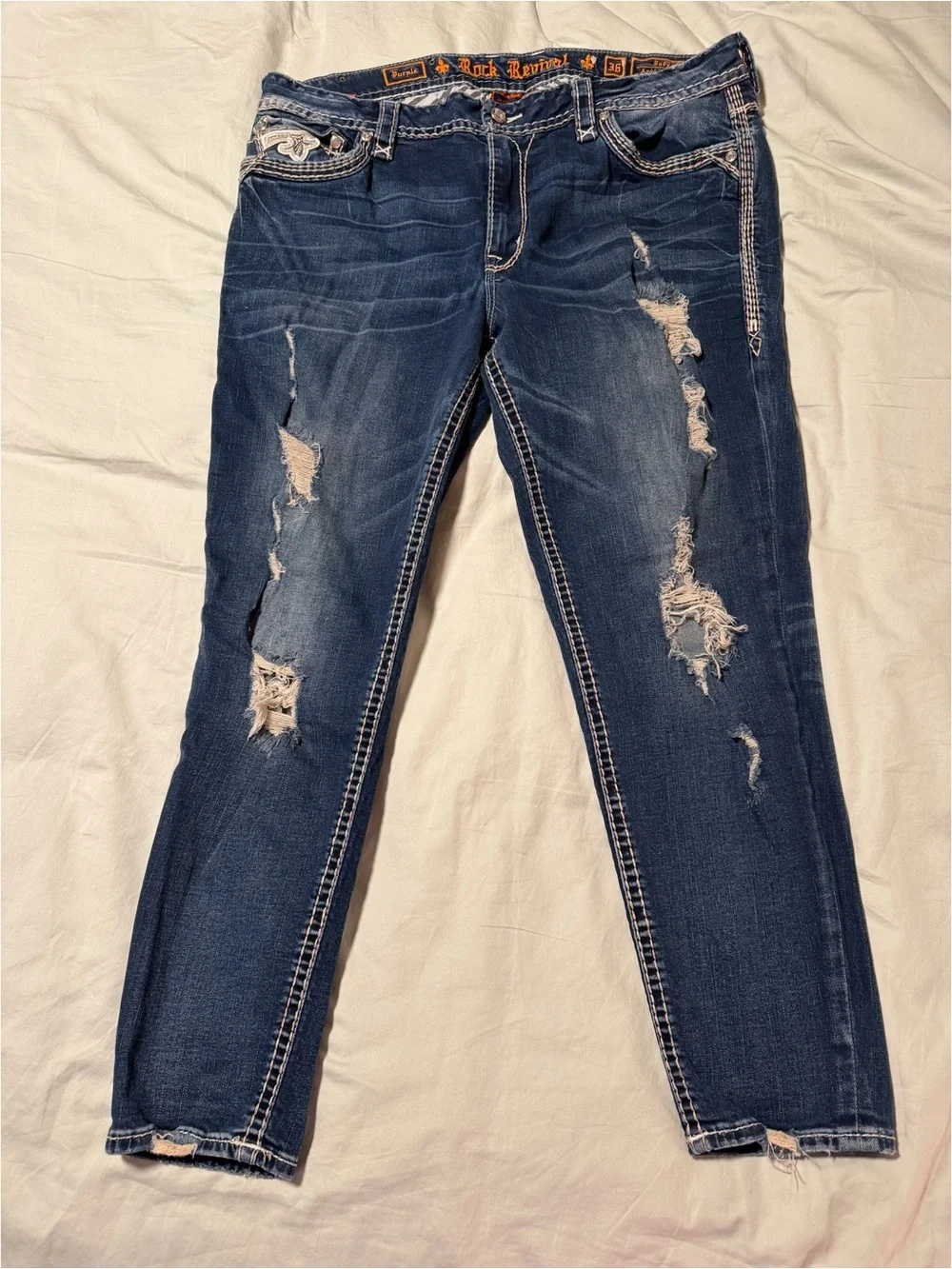 Rock Revival Purple Easy Ankle Skinny Stretch Jean EUC SZ 36 - Picture 2 of 15